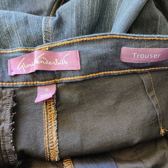 Gloria Vanderbilt Be Glorious Flare Trouser Jeans Sz 16 Blue Ashville Whiskered - Picture 6 of 8